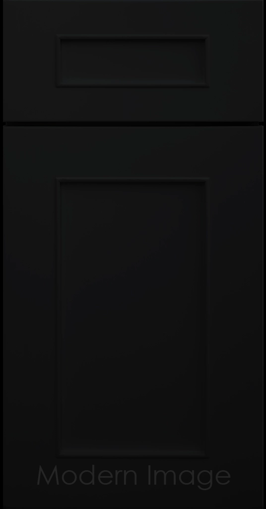 Chandler Shaker kitchen cabinet in Black, showing the raised trim surrounding the center panel.